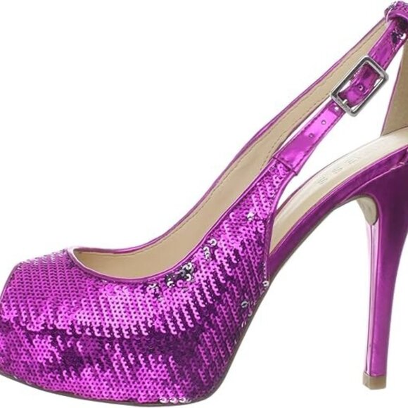 NIB GUESS Womens Sandals Pump Peep Toe Cocktail Party Pink Heels Shoes 7.5 M - Picture 7 of 7